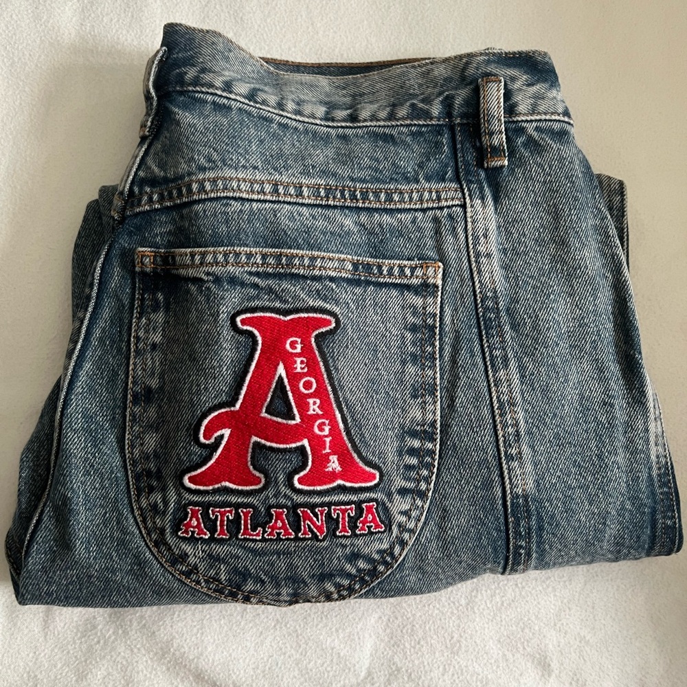 Baggy Jeans with Red Atlanta Patch
